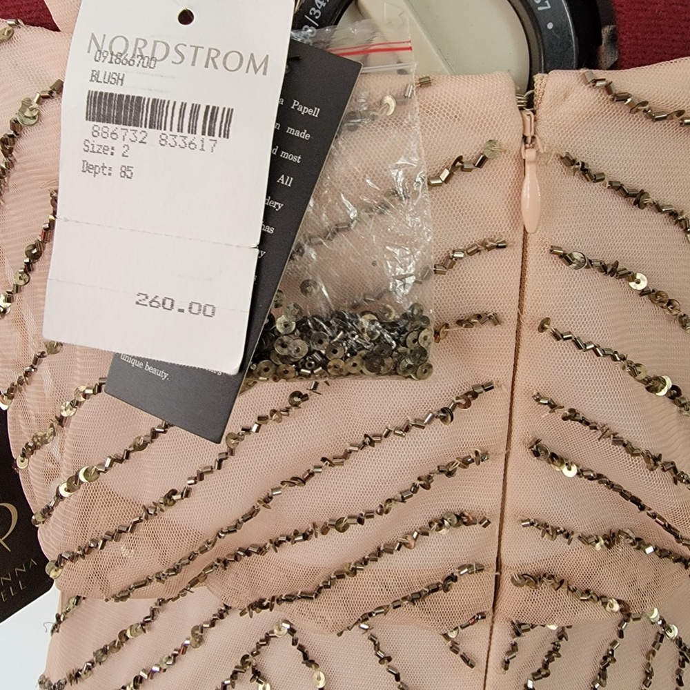 Adrianna Papell light pink beaded spaghetti strap gown - Picture 7 of 8